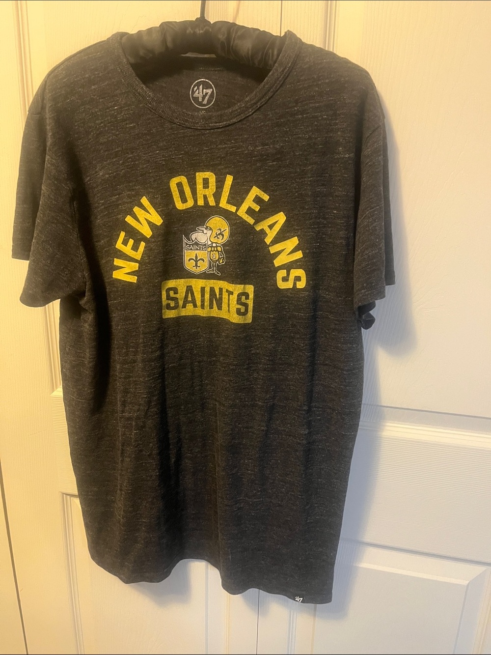 '47 New Orleans Saints Black Heather Tee with Yellow Logo
